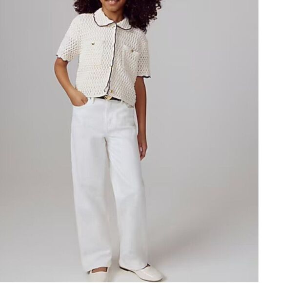 J. Crew Crewcuts Girls' slim wide-leg jean in white Size 6 Kids - Picture 1 of 6